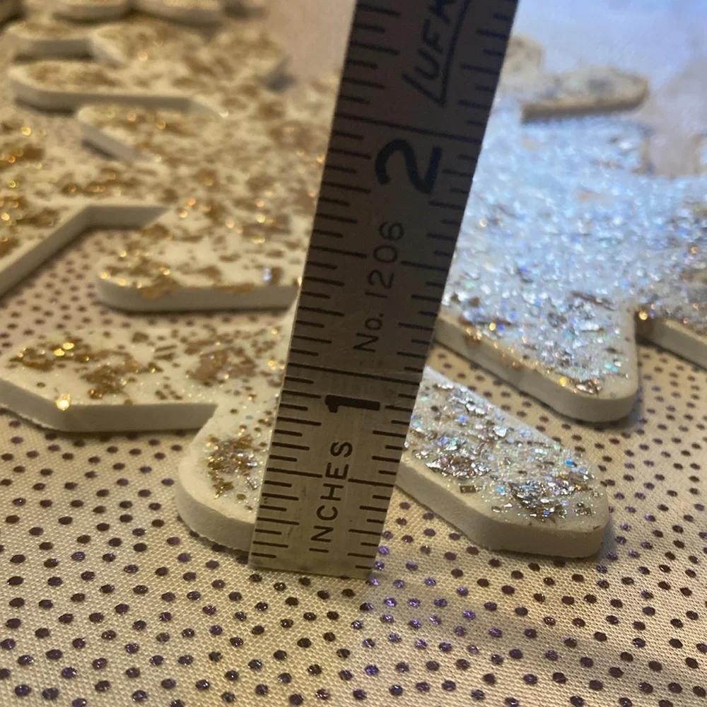 Snowflake Christmas Ornament in white and gold decoration 3 pc